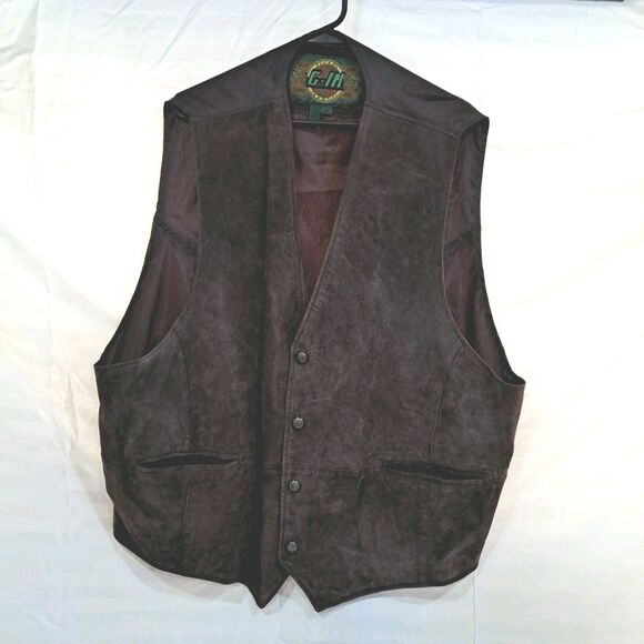 VTG GLOBAL IDENTITY G-III Suede Leather Vest Brown Sz 4X - Picture 2 of 14